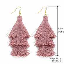 Load image into Gallery viewer, Layered Bohemian Fringed Earrings