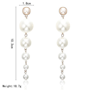 Simulated Pearl Long Earrings