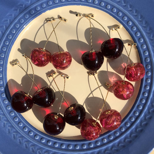 Cherry Fruit Shaped Drop Earrings