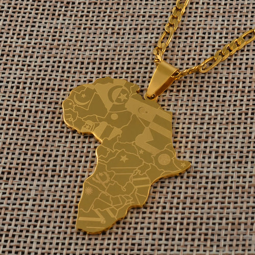 Africa Map Necklace for Women Men