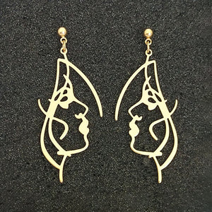 Geometric Girl Face Earrings