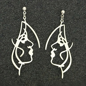 Geometric Girl Face Earrings