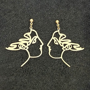 Geometric Girl Face Earrings