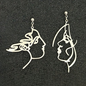 Geometric Girl Face Earrings