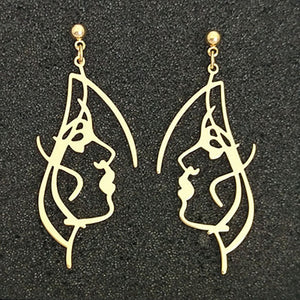 Geometric Girl Face Earrings