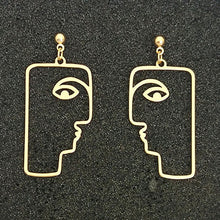 Load image into Gallery viewer, Geometric Girl Face Earrings