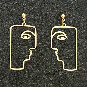 Geometric Girl Face Earrings