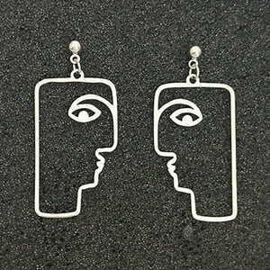 Geometric Girl Face Earrings