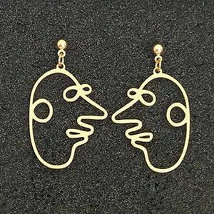 Geometric Girl Face Earrings