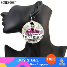 Load image into Gallery viewer, I Can&#39;t Breathe Black Woman Drop Earrings