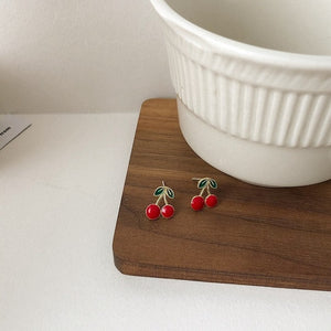 Cherry Fruit Shaped Drop Earrings