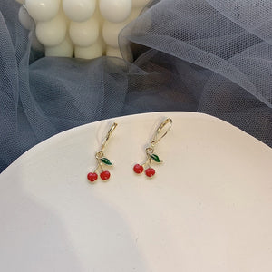 Cherry Fruit Shaped Drop Earrings