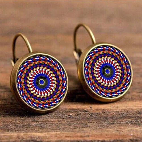 Geometric Pattern Round Earrings