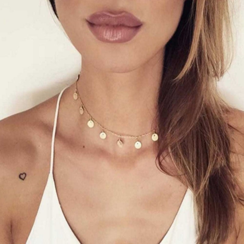 Sequins Coin Choker Necklace