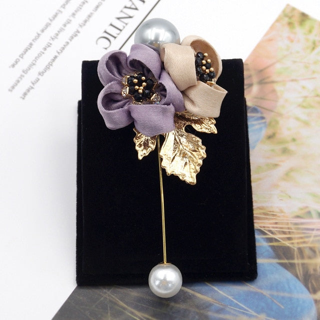 Fabric Flower Brooch