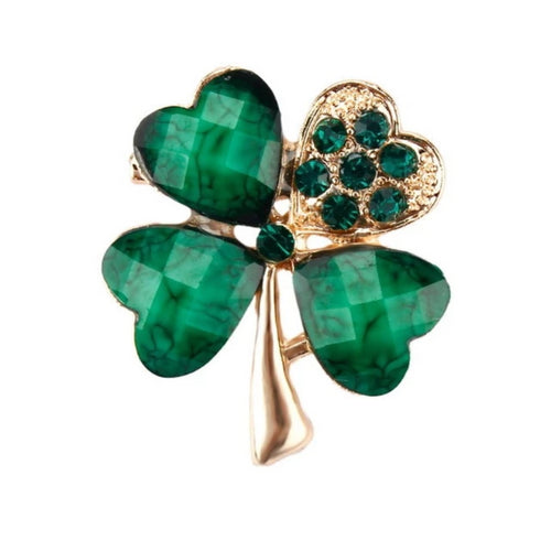 Leaf And Rhinestone Lapel Brooch