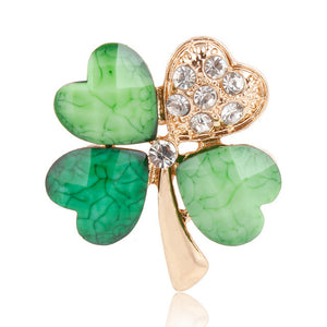 Leaf And Rhinestone Lapel Brooch